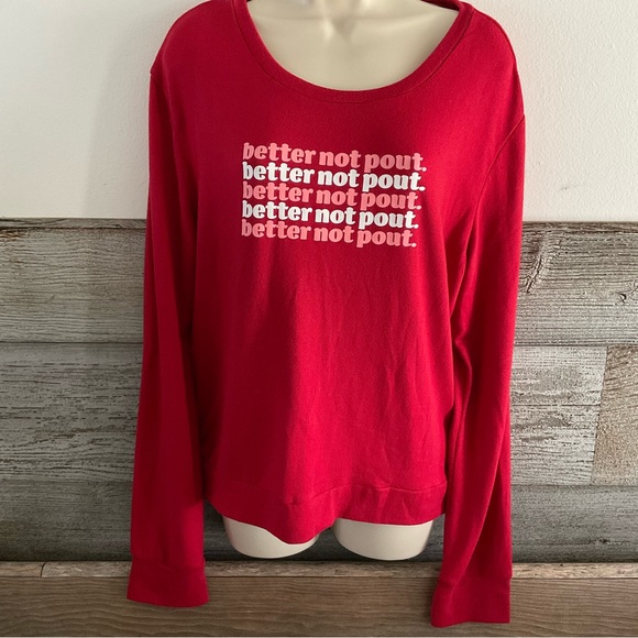 “Better Not Pout” Hello Mello Lounge Wear Sweater Size Large - Picture 1 of 5